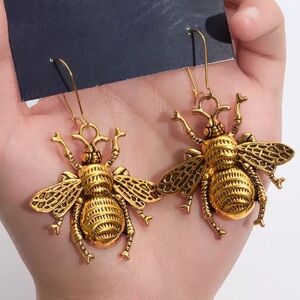 Gold Bug Dangle Earrings